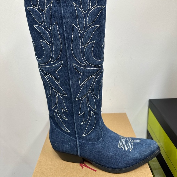 BAND OF THE FREE Western Denim Boot Womens Multi Size Tall Cowgirl NIB… - Picture 2 of 14
